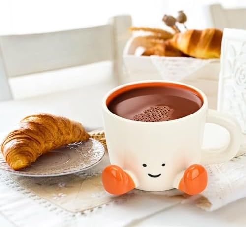 Coffee Mugs,Cute funny Mug For Women, 12.8oz/380ml Unique Ceramic Coffee Tea Cups, Office Mug Gift (orange) - Image 4