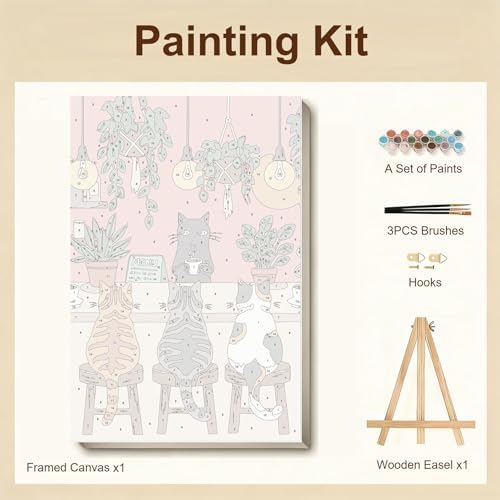 Gemozaic Framed Paint by Numbers Kit for Adults, Funny Cats Shop, 8x12 in - Image 5