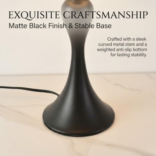 Traditional Table Lamp, Vintage Desk Lamp for Living Room with Fabric Shade, Farmhouse Bedside Lamp Black Finish for Bedroom Hotel Nightstand Office (Pack-01) - Image 7