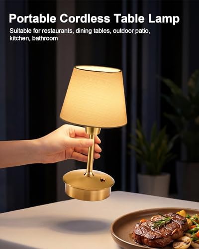 UMEXUS 9.8'' Small Cordless Table Lamp, 5200mAh Battery Operated Touch Lamp - Image 2