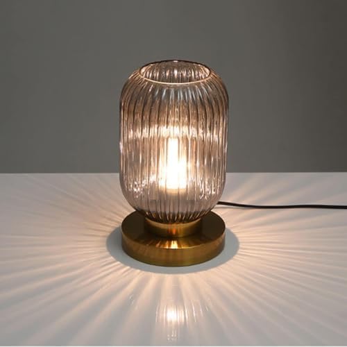 Globe Table Lamp, Mid Century Modern Table Lamp Vintage Gold Nightstand Lamp Set of 2 with Metal Base Grey Glass Desk Lamp Small Table Lamps for Bedroom Bedside Living Room Office - Image 3