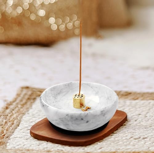Vrupin Natural Marble Incense Burner, Handmade Incense Stick Incense Burner Reflux Burner, Ideal for use in Meditation, Incense Smokers and Decoration. (Grey) - Image 2