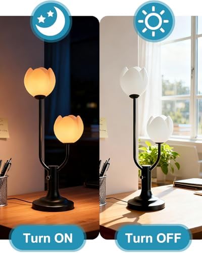 Lightdot Black Flower Table Lamp Dimmable Floral Nightstand Lamp - Image 6