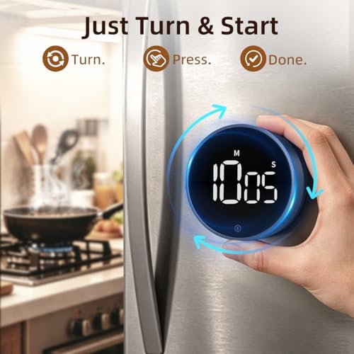 Digital Magnetic Kitchen Timer & Stopwatch with LED Display, Space Gray - Image 2