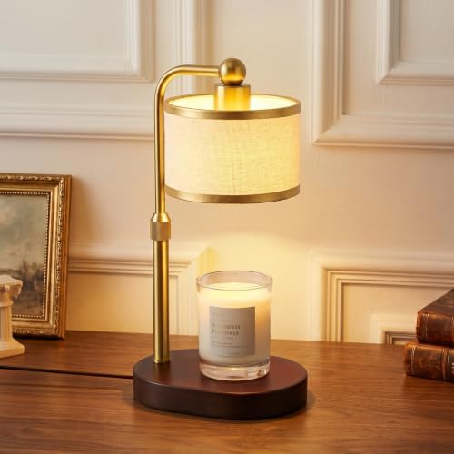 Candle Warmer Lamp with Timer, Modern Golden Candle Warmer for jar Candles, Electric Wax Warmer, Includes 2 Bulbs, Birthday Gift for Women, Mom, Housewarming - Linen by Bingyouth