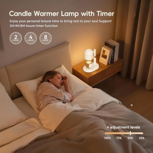 All-Metal Candle Warmer Lamp with Timer & Dimmer, Heavy Duty Adjustable Height Melt Warmer for Jar Candles, Durable Wax Warmer Lamp with 2 GU10 Bulbs, Gifts for Home Decor - Image 5