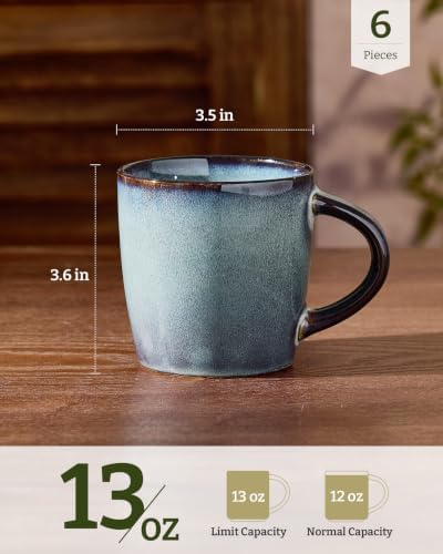famiware Coffee Mugs Set of 6, Milkyway 13 oz Ceramic Cup Set with Handle - Image 4