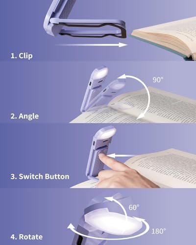 HEMONNKAM Book Light, 2 Pack Rechargeable Clip-On Reading Light for Bed - Image 5