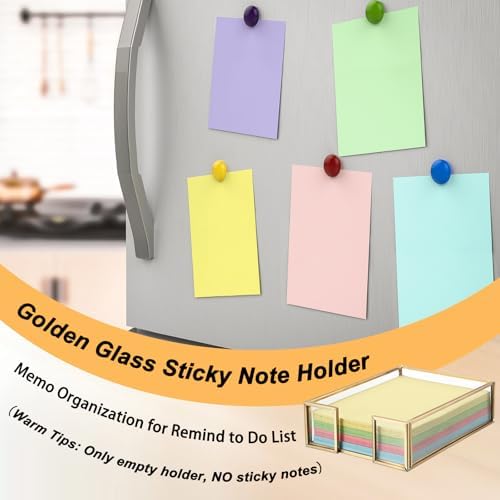 BTSKY Golden Glass Sticky Note Holder for 4x6 Inch Sticky Notes - Image 7