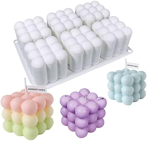 Candle Molds for Bubble Candle Making, 6 Cavity Bubble Candle Silicone Molds for Soap Making, Bubble Cake Mold for Soy Wax, Cake Baking Dessert Mousse, Homemade Ornaments DIY Craft by NICAVKIT