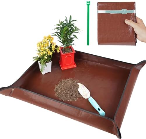 39.5" X 31.5" Large Repotting Mat for Indoor Plants Transplanting and Dirt Control - Portable Potting Tray for Plant Lovers Gardening Gifts for Women Men by FocusonGardeningProjects