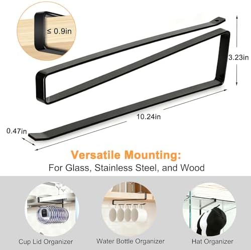 Tumbler Lid Organizer for Cabinet - Under Shelf & Behind Door Lid Holder, No-Drill Kitchen Organizer and Storage, Space Saving Rack Fits 24oz 30oz 40oz Water Bottle Tumbler Lids - Image 2