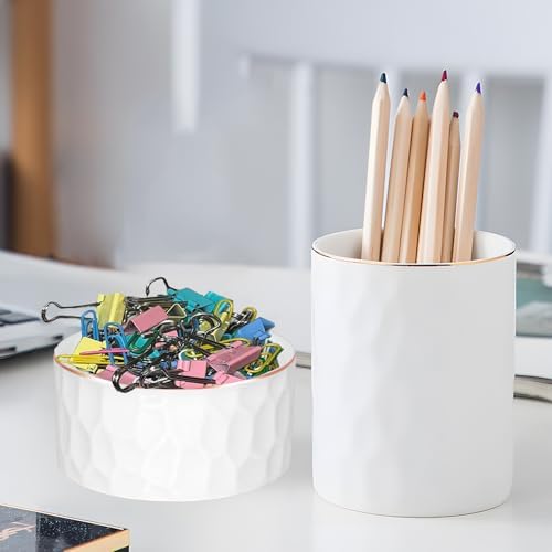 Concrete Desk Accessories Set, Pen Holder and Paperclip Holder for Office - Image 5