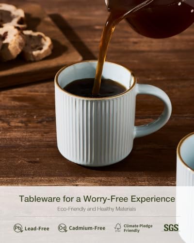 famiware Coffee Mug Set of 8, Star 12 oz Ceramic Mugs Cups Set with Handle - Image 6