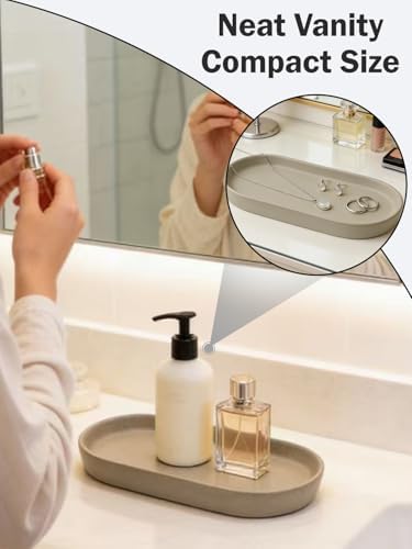 Matte Taupe Ceramic Bathroom Tray, Minimalist Vanity Organizer Dish - Image 5