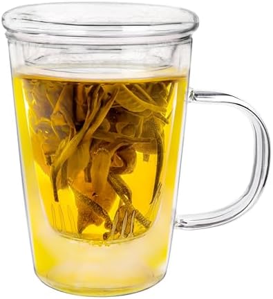 Creano Tea Glass 400 ml – Large Tea Cup with Strainer and Glass Lid – An ideal Tea Maker - Image 6