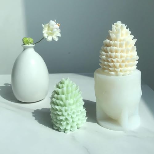 MGLIFEUL 5 PC Christmas Tree Pine Cone Silicone Candle molds with Wax Wick - Image 6