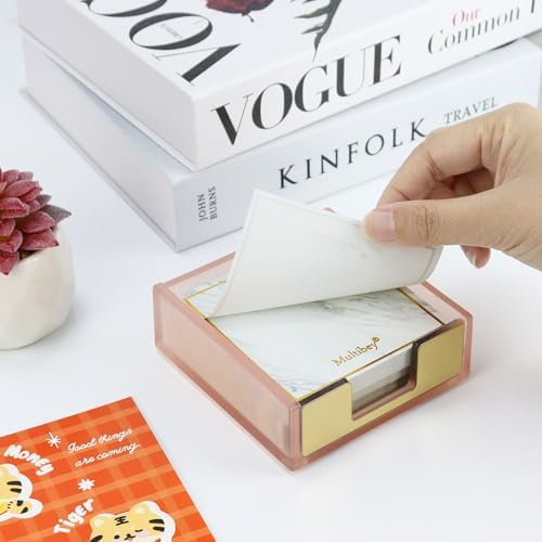 MultiBey Pink Sticky Notes Memo Pad Holder Dispenser - Image 2
