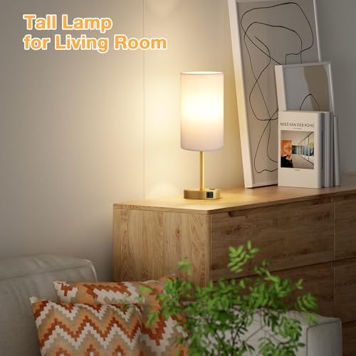 Dicoool 17.4" Bedside Lamp for Bedroom - Dimmable Touch, USB A+C, AC Outlet - Image 6