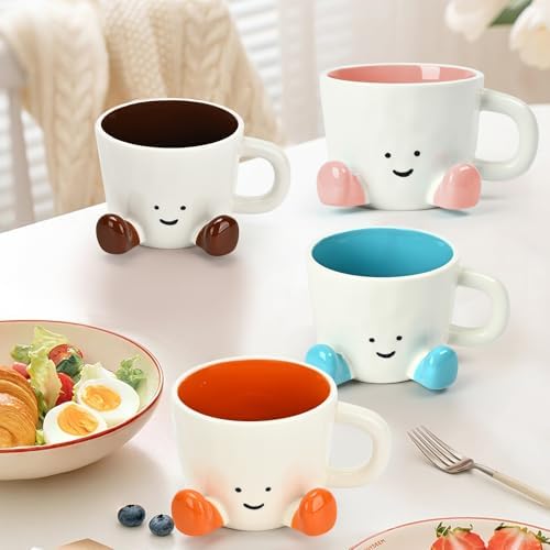 Coffee Mugs,Cute funny Mug For Women, 380ml Unique Ceramic Coffee Tea Cups, Office Mug Gift (pink) - Image 6