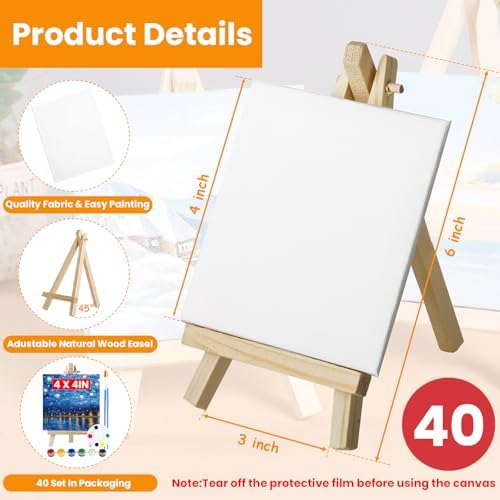 40 Set Mini Canvas Painting Kit, 4x4 Inch Mini Canvases for Painting - Image 7