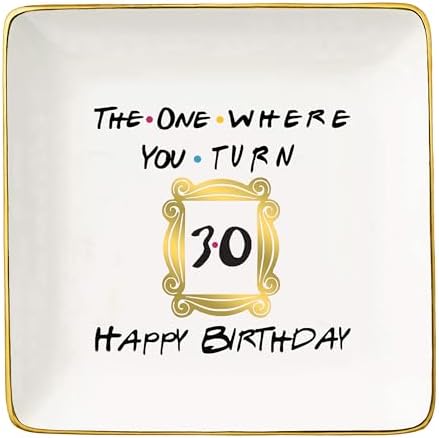 Topthink The One Where You Turn 30 Happy Birthday- Funny 30th Birthday Gift for Women,Her,Best Friend,Coworker -Turn Thirty Gift-Ceramic Jewelry Holder Ring Dish Trinket Box Tray-Friends TV Show by Topthink