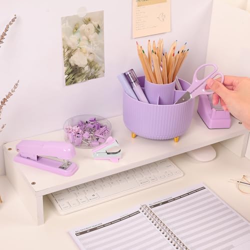 SKYDUE Purple Office Supplies Set with Pencil Holder for Desk,11 PCS - Image 2
