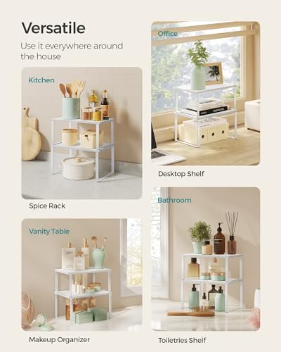 SONGMICS Cabinet Organizer Shelf, Set of 2 Spice Rack, Kitchen Storage - Image 4