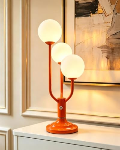 Lightdot Vintage Orange Table Lamp Dimmable Globe Lamp G9 3 Bulbs Included by LightdotLighting