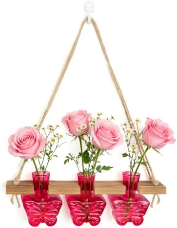 XXXFLOWER Plant Propagation Station Wall Hanging Butterfly Shaped Vase Pink by XXXFLOWER