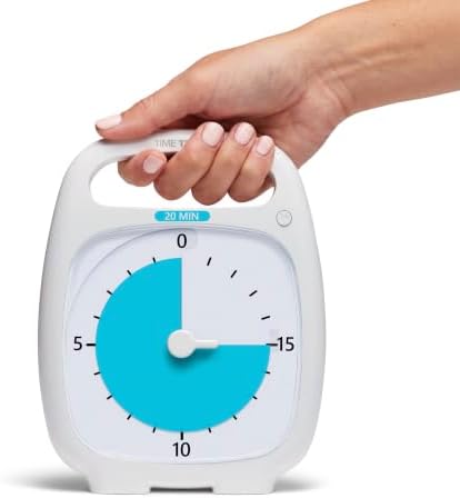 TIME TIMER Plus 20 Minute Desk Visual Timer - Countdown Timer with Portable Handle for Classroom, Office, Homeschooling, Study Tool with Silent Operation (White) by TimeTimer