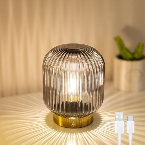 MJ PREMIER Rechargeable Table Lamp, Cordless Lamp with Memory Function,Gray by MJPREMIER
