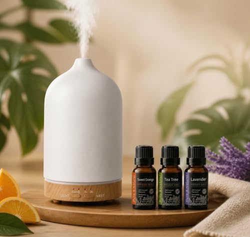 200ml Ceramic Aromatherapy Diffuser，Auto Timer and 7 Color LED Lights by Unknown