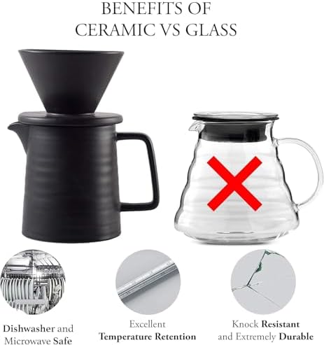 BeeCa Ceramic Pour Over Coffee Maker, 17Oz V60 Hand Brewed Set - Image 5