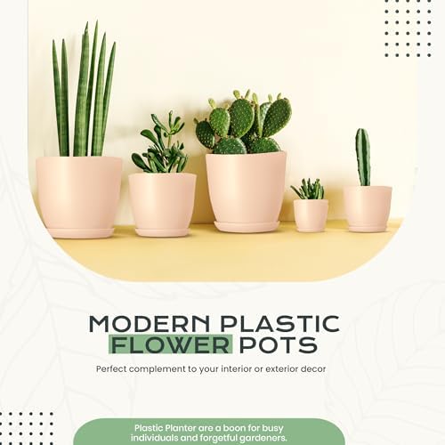 Plant Pots Indoor with Drainage, 10 Pack Multi-Size Planters Set, Pink - Image 5