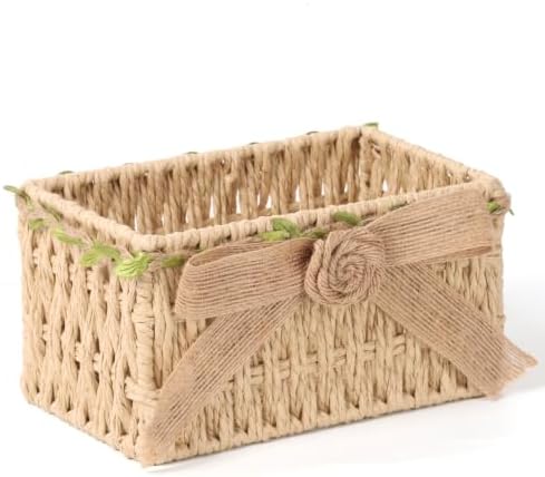Moosky Mini Wicker Shelf Storage Baskets, Beige, 7.1" x 4.7" x 3.9" by Moosky
