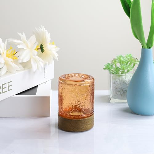 Mini Soft Warm Light Lamp Battery Operated Portable Night Light with Timer, Small Glass Vintage Dim Sleep Nightlights, Battery Powered Wireless Night Lights for Adults, Copper - Image 4
