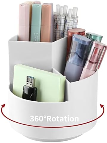 Desk Pencil Pen Holder, 3 Slots 360-Degree Spinning Organizers, Desktop Storage Stationery Supplies, Cute Cup Pot for Office, School, Art Supply, Kids - Gray by EDENMS