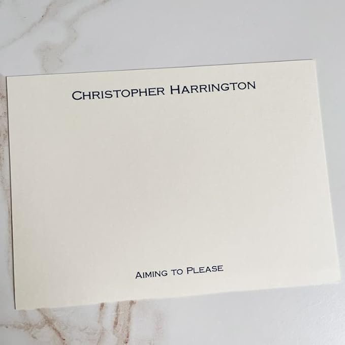 Professional Personalized Flat Cards - Raised Ink & Black Border with 25 Matching Envelopes