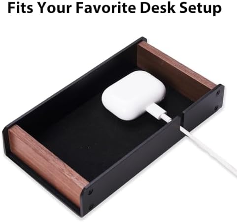 Walnut Desk Tray with Pen Holder Set, Solid Wooden Desk Drawer Organizer for Keys, Pen, Watch, Airpods, Earbuds, Cool Valet Tray for Men - Image 6