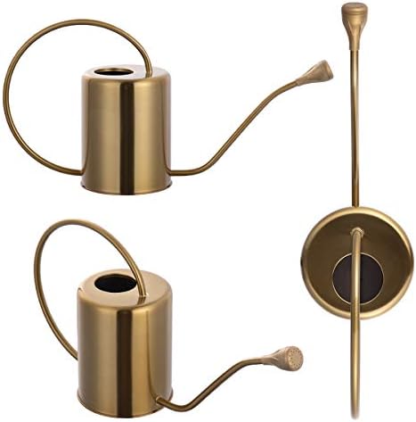 Yowon 1/2 Gallon 68oz Long Spout Stainless Steel Gold Colored Watering Can for Indoor Plant Watering or Outdoor Gardening with 2 Removable Spray Spout for Flowers - Image 2
