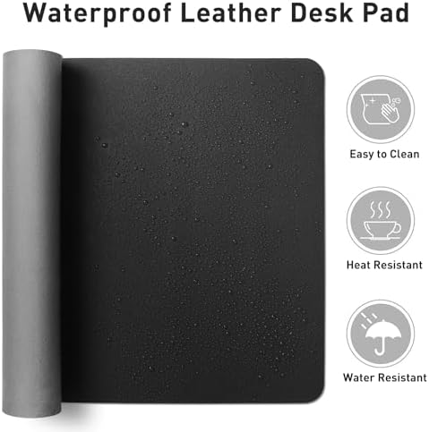 Aothia Leather Desk Pad Protector, Mouse Pad, Office Desk Mat, Non-Slip PU Leather Desk Blotter, Laptop Desk Pad, Waterproof Desk Writing Pad for Office and Home (Black,36" x 17") - Image 6