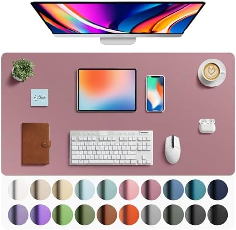 Aothia Faux Leather Desk Mat - Large Mouse Pad, Non-Slip PU Leather Blotter, Waterproof Writing Surface for Office and Home (Dark Pink, 40" x 24") by AothiaSimpleNaturalUnique