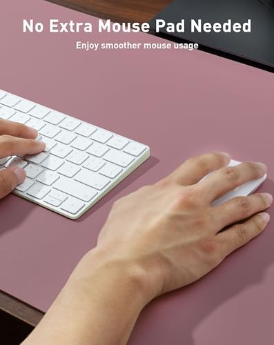 Aothia Faux Leather Desk Mat - Large Mouse Pad, Non-Slip PU Leather Blotter, Waterproof Writing Surface for Office and Home (Dark Pink, 63" x 24") - Image 4