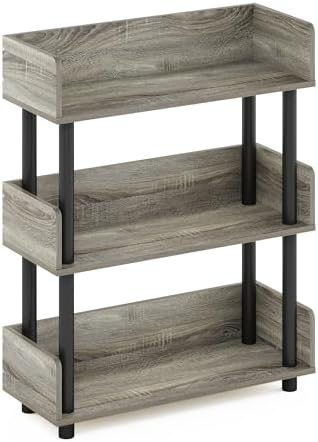 Furinno TURN-N-TUBE Display Shelf, 3-Tier Storage Shelves with Side Panels, Open Shelves Book Shelf with Rounded Corner Top Edges, for Organization and Storage, Living Room, Home Office, French Oak - Image 6