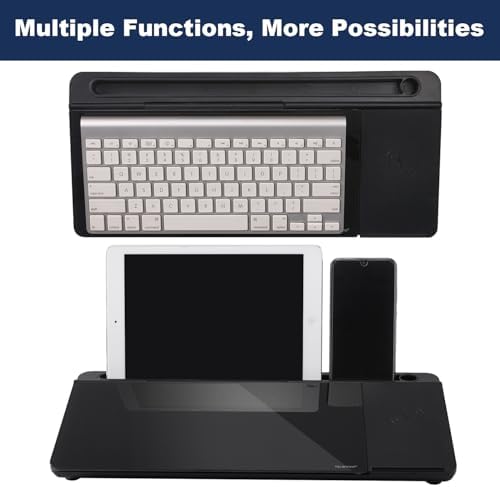 Small Glass Desktop Whiteboard Dry-Erase-Board - Computer Keyboard Stand with Wireless Charger White Board Surface Pad with Drawer, Desk Organizers with Accessories for Office, Home, School Supplies - Image 5
