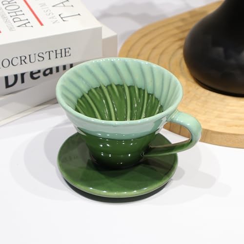 Ceramic Pour Over Coffee Dripper with 50 pcs coffee filters - Portable Drip Coffee Brewer for Travel, Camping, Office or Home - Artisanal Pottery Gift for Enthusiasts - Image 7