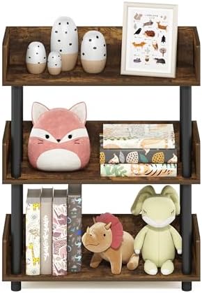Furinno TURN-N-TUBE Display Shelf, 3-Tier Storage Shelves with Side Panels, Open Shelves Book Shelf with Rounded Corner Top Edges, for Organization and Storage, Living Room, Home Office, Amber Pine - Image 6
