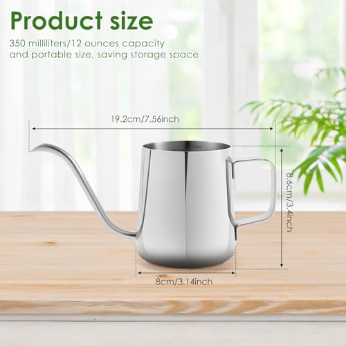 Small Stainless Steel Watering Can for Indoor Plants, 12oz/350ml Mini Plant Watering Pot with Long Spout & Ergonomic Handle for Houseplants, Succulents & Bonsai - Image 2