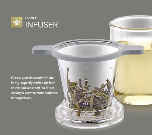 Teabloom Patent-Pending Purity Glass Tea Infuser with Lid – 3.3 Borosilicate, Laser-Perforated Filter, Universal Fit for Cups & Teapots, Toxin-Free Brewing for Whole-Leaf Tea - Image 4